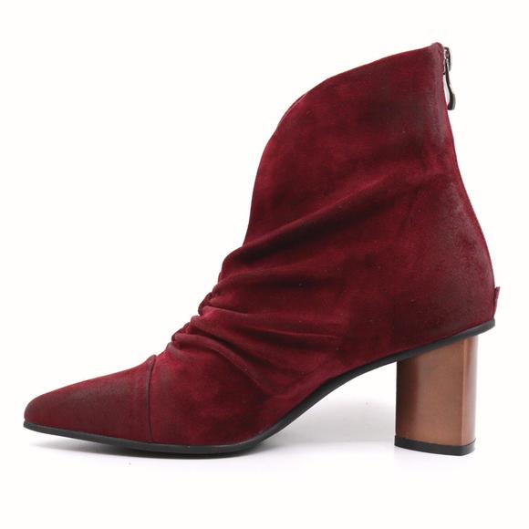 NEW ANTELOPE hetty suede heel boots in bordeaux - Picture 6 of 9